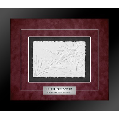 Rising Geese (Black/Burgundy) - Cast Paper Sculptured Art - Shadowbox Plaque 12.75"x14.75"