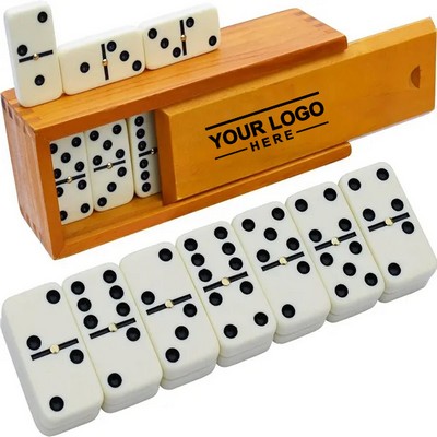 "28-Tile Double Six Domino Set with Wooden Case"