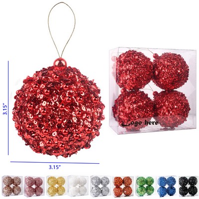 3.15 Inches 4 Pieces Plastic Christmas Ball Ornament Sets