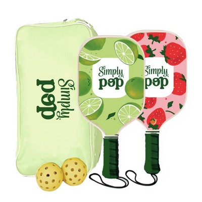 Wooden Pickleball Racket Paddle & Ball Set w/ Carrying bag