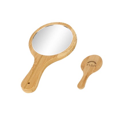 Round Bamboo Mirror With Handle