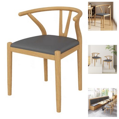 Metal Dining Chair W/ Wood Grain Surface