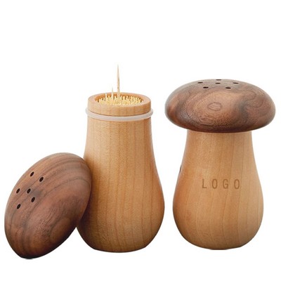 Wooden Mushroom Character Toothpick Dispenser