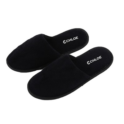 Black coral velvet hotel slippers