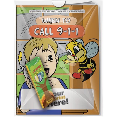 Combo Pack - CB1122 Coloring Book & 4-Pack of Crayons (Imprinted) in a Poly Bag