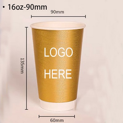 16 oz Insulated Double Walled Gold Or Silver Hot Paper Cup