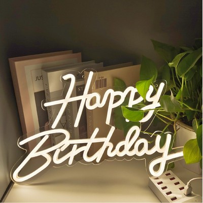 Happy Birthday Neon Sign Custom Text LED Light Birthday Party Sign LED Glow Sign