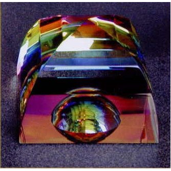 Optic Crystal Mystic Rainbow Pyramid Paperweight w/Dome (1-9/16"x2")