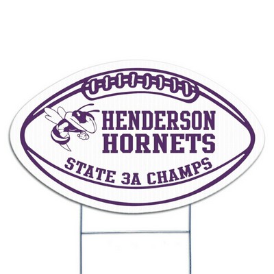 Football Corrugated Vinyl Die Cut Yard Sign (14"x23")