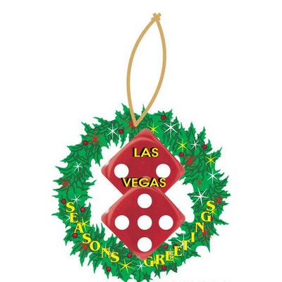 Las Vegas Dice Promotional Wreath Ornament w/ Black Back (6 Square Inch)