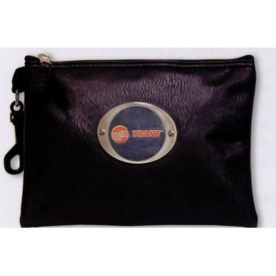 Leatherette Valuables Zippered Pouch w/ 2" Club Lorente Medallion