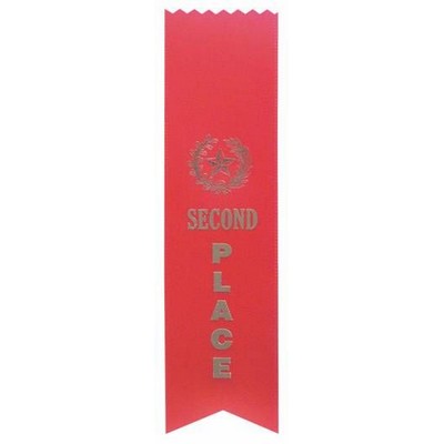 SECOND PLACE Ribbon - Pinked Top - Red - 2" x 8" long