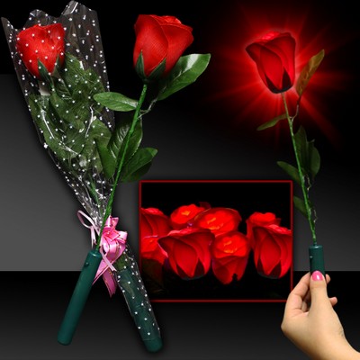 14" Red Light-Up Silk Rose