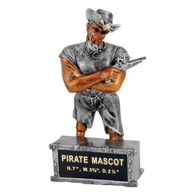 Pirate Mascot Trophy w/Engraving Plate