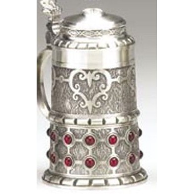 Rubin Pewter Jeweled Stein Mug