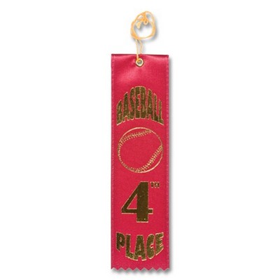 2"x8" 4th Place Stock Baseball Carded Event Ribbon