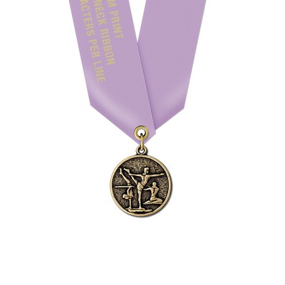 1 1/8" Gymnastics Cast CX Medal w/ Satin Neck Ribbon