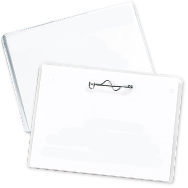 Vinyl Name Tag Holder w/ Pin Attachment (4"x3")