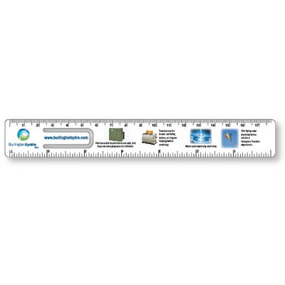 .020 White Plastic Punched Clip Bookmark Rulers - 1"x7.25", Full Color