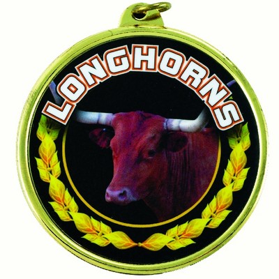 2¼" TM Series Academic Medal w/Longhorns Mascot Mylar Insert