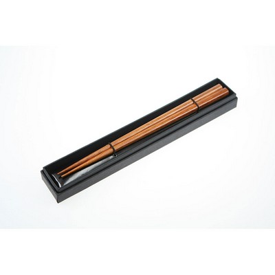 Wooden Brown Chopsticks in Black Cardboard Box