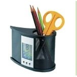 2-in-1 Pen Holder w/Rectangular Desk Clock