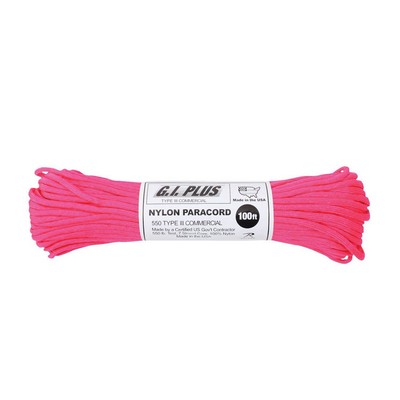 100' Neon Pink 550 Lb. Type III Commercial Paracord