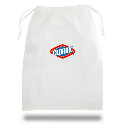 White Non Woven Drawstring Laundry Bag - 1 Color (18"x24")