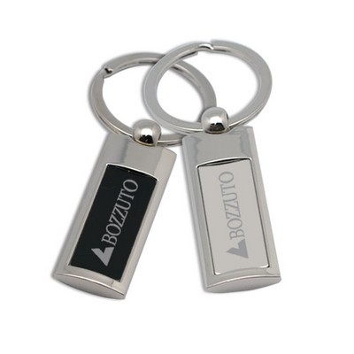 Classic keychain in polished chrome finish, with mirror-like middle insert