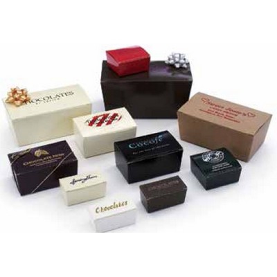 White Gloss/Kraft 2 Pcs. Truffle Ballotin Candy Boxes (2 3/4"x 1 3/8"x 1 3/4")