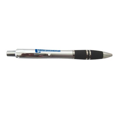 Satin Finished Ballpoint Pen w/Shiny Metal Accent and Black Grip