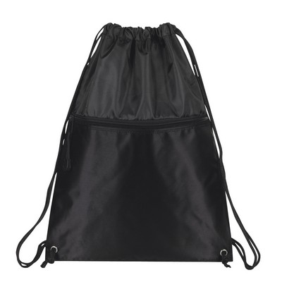 Drawcord Backpack w/ Zipper Pocket