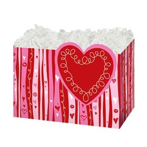 Large Swirly Hearts Theme Gift Basket Box