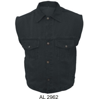 Men's Black 14.5oz. Denim Vest with Collar