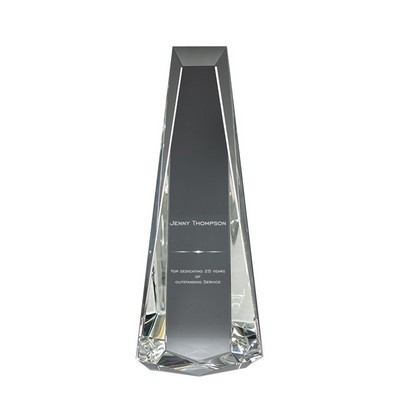 12" Clear Crystal Beveled Obelisk