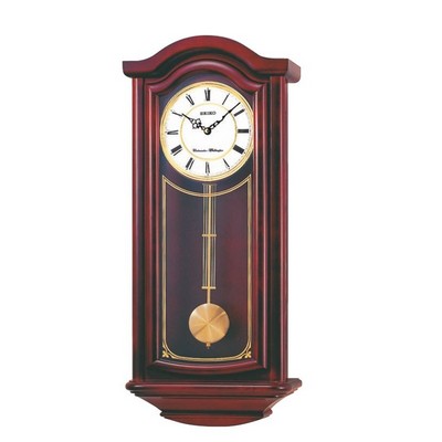 Seiko Mahogany Finish Rectangle Pendulum Wall Clock