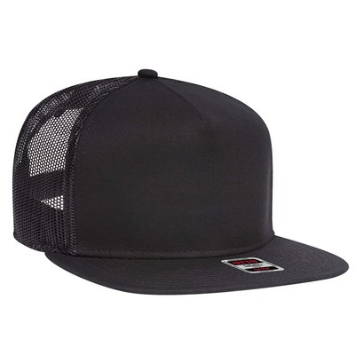 OTTO Superior Cotton Twill Round Flat Visor "OTTO SNAP" 5 Panel Pro Style Mesh Back Snapback Hat