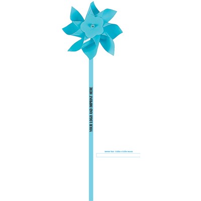 Pinwheel w/ Logo, Lt Blue Plastic 4" dia (INCLUDES ASSEMBLY)