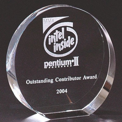 4" Optical Cut Crystal Round Award