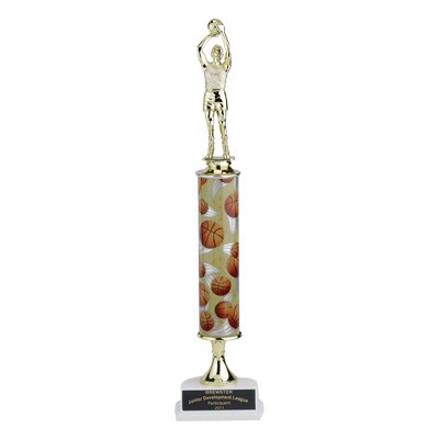 15" Basketball Single Column Sports Trophy w/Figure