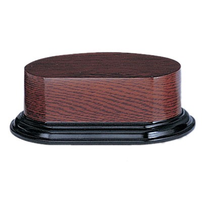 Oval Walnut Finish Wood Trophy Base (3-7/8" x 6¾")