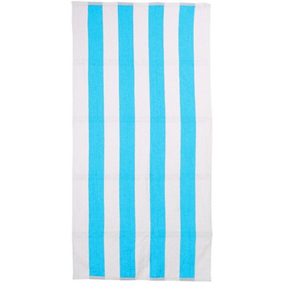 Turquoise Blue/ White Cabana Striped Beach Towel (30"x60")