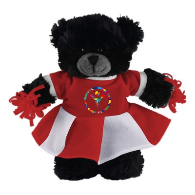 Soft Plush Stuffed Black Bear with Cheerleader Outfit