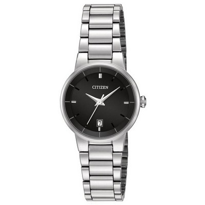 Citizen Women's Silver-tone Bracelet Watch with Black Dial