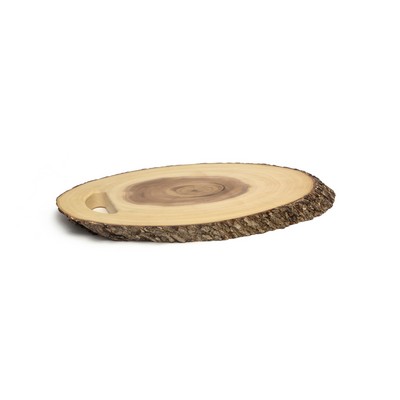 Lipper Acacia With Bark Oval Serving Tray w/ Handle