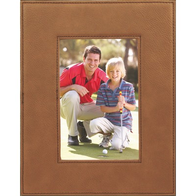 Caspian Picture Frame - Dark Brown Faux Leather - Holds photo 4'' x 6''