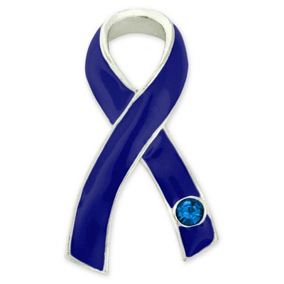 Blue Ribbon with Stone Pin