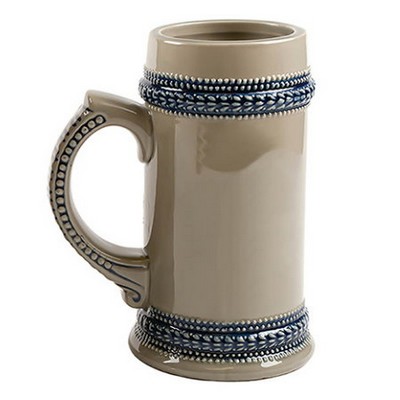 22 oz. Beer Stein - Tan/Blue