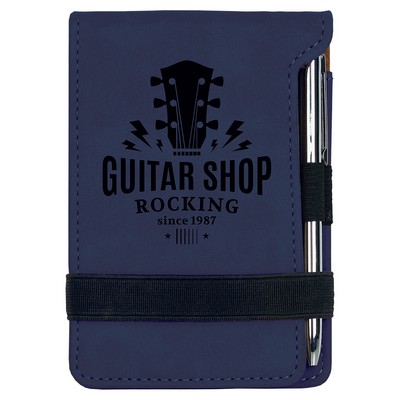 Leatherette Notepad and Pen - Blue