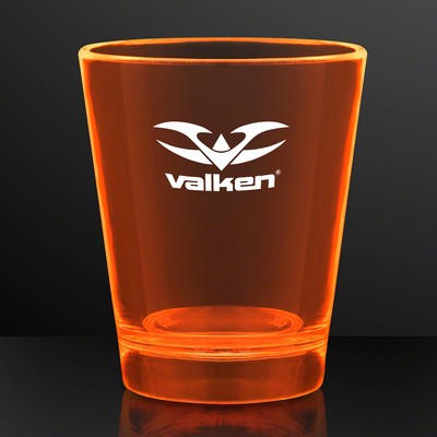 1.5 oz. UV Reactive Orange Glow Shot Glasses - Domestic Print